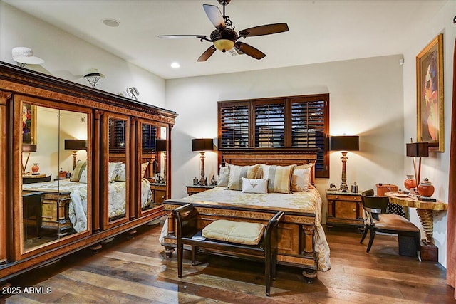 7751 E Golden Eagle Cir, Gold Canyon, AZ 85118 - bedroom featuring hardwood / wood-style flooring and recessed lighting