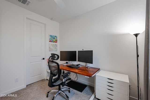 view of carpeted home office