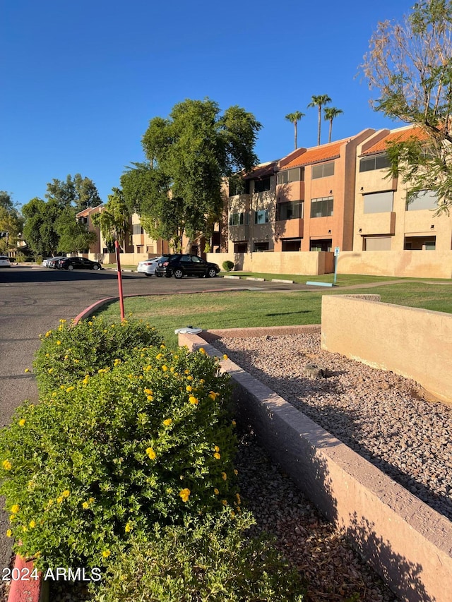 view of property's community featuring a lawn