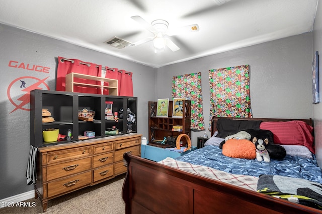 33602 N Cobble Stone Dr, San Tan Valley, AZ 85143 - bedroom with light colored carpet, ceiling fan, and baseboards