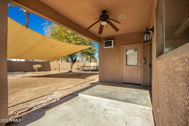 33602 N Cobble Stone Dr, San Tan Valley, AZ 85143 - view of patio / terrace with ceiling fan and a fenced backyard