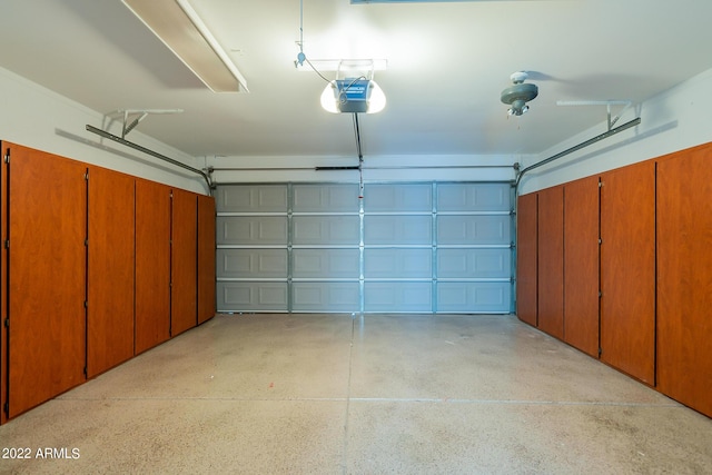 garage with a garage door opener