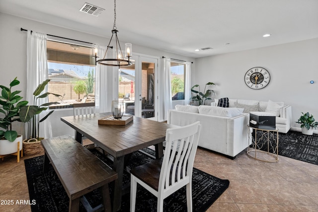 4418 W Yoosooni Dr, New River, AZ 85087 - dining space featuring a chandelier, light tile patterned flooring, and recessed lighting