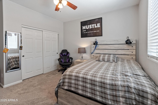 4418 W Yoosooni Dr, New River, AZ 85087 - bedroom featuring carpet flooring, a closet, and a ceiling fan