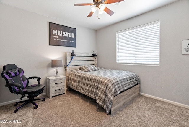 4418 W Yoosooni Dr, New River, AZ 85087 - carpeted bedroom featuring baseboards and a ceiling fan