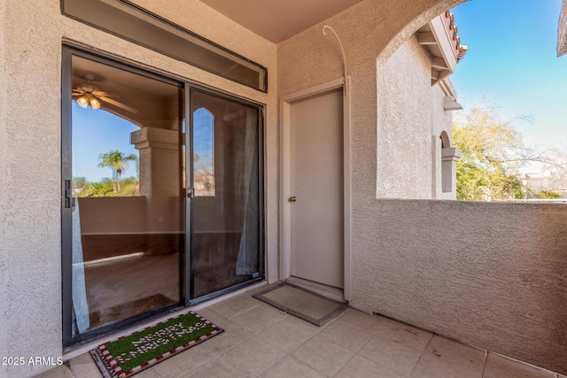 doorway to property with a balcony