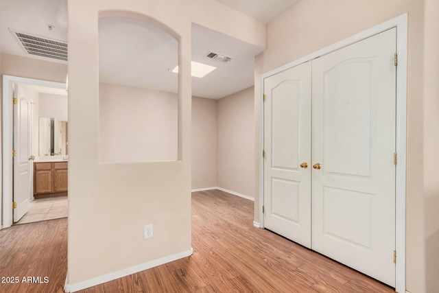 interior space with light hardwood / wood-style floors