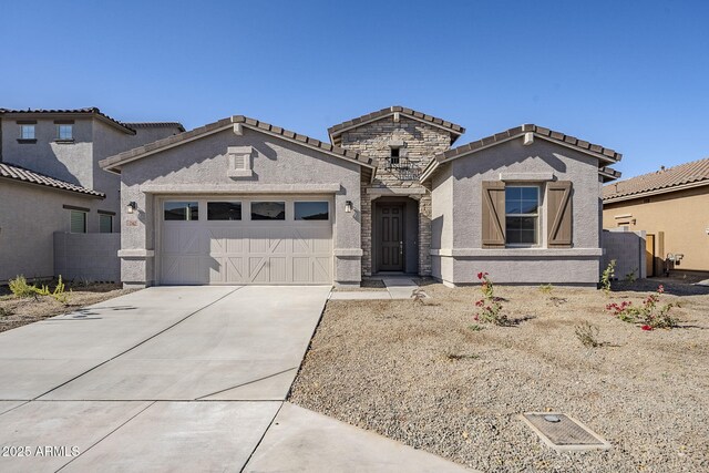 view of front of house with a garage