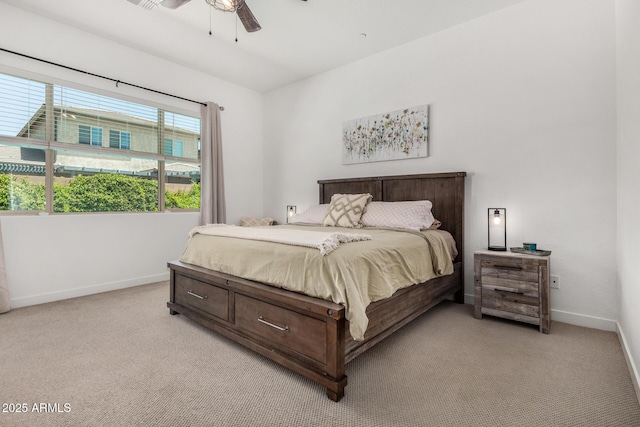 9922 E Thunderbolt Ave, Mesa, AZ 85212 - bedroom with baseboards, light colored carpet, and ceiling fan