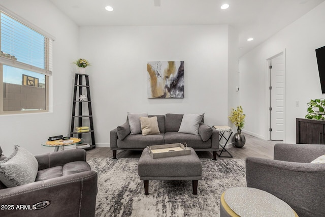 9922 E Thunderbolt Ave, Mesa, AZ 85212 - living area with wood finished floors, recessed lighting, and baseboards