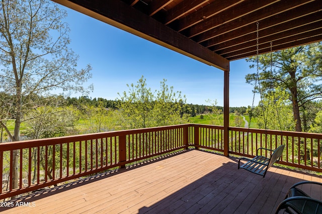 deck with a forest view