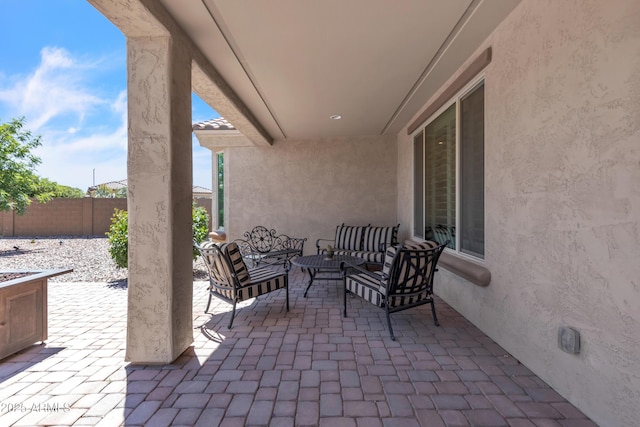 4279 N Spyglass Dr, Florence, AZ 85132 - view of patio / terrace featuring fence and an outdoor hangout area