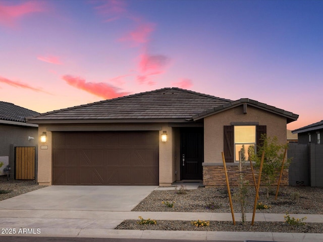 view of front of house with a garage