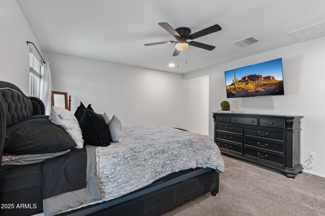 654 E Buckingham Ave, Gilbert, AZ 85297 - bedroom featuring carpet floors, ceiling fan, and recessed lighting