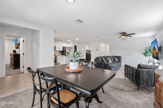 654 E Buckingham Ave, Gilbert, AZ 85297 - dining area with ceiling fan, light wood-style floors, and recessed lighting