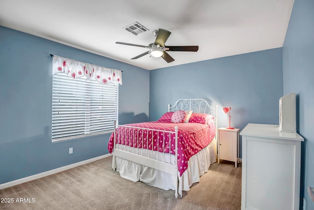 bedroom with carpet flooring and ceiling fan