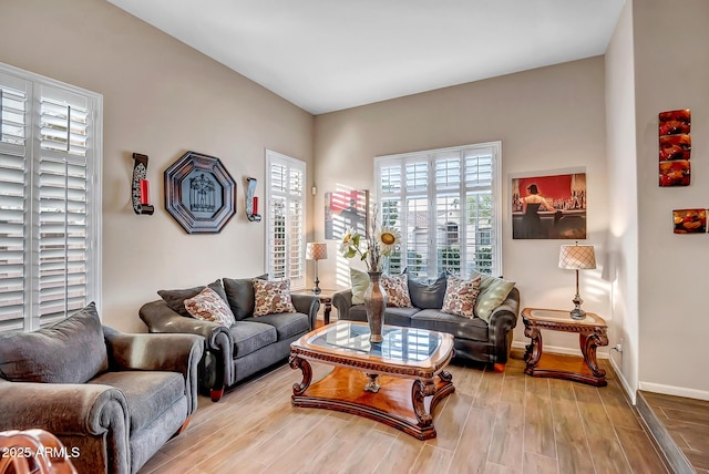 living room featuring light wood-type flooring