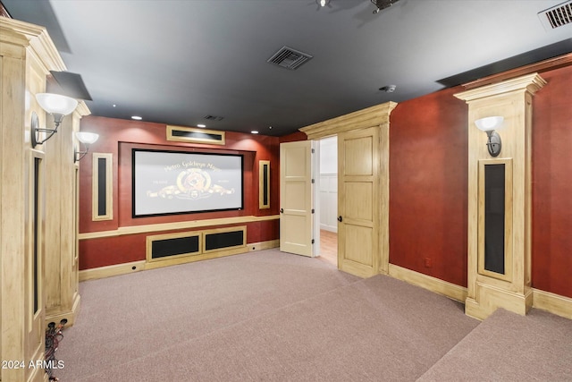 view of carpeted home theater room