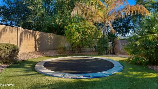 view of yard with a trampoline