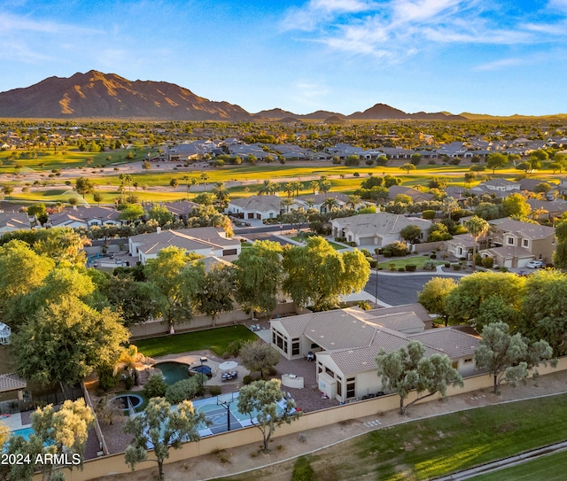 aerial view with a mountain view