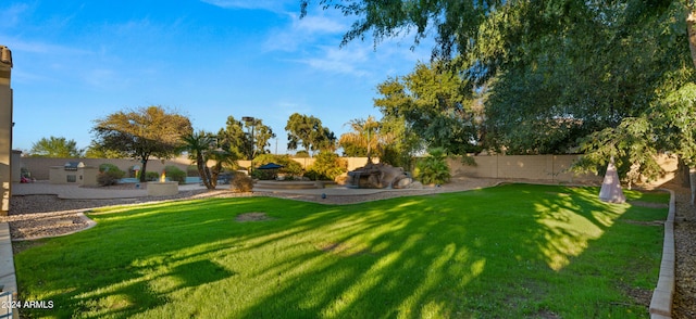 view of yard featuring a fenced backyard