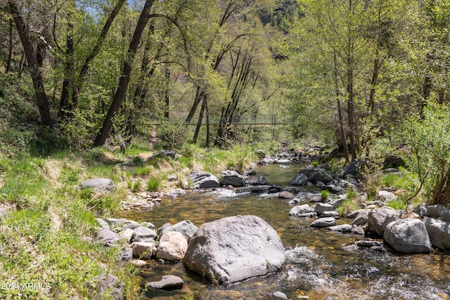 view of landscape with a wooded view