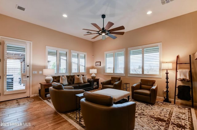 707 Lunar View Way, Chino Valley, AZ 86323 - living room featuring ceiling fan, light wood-style flooring, recessed lighting, and baseboards