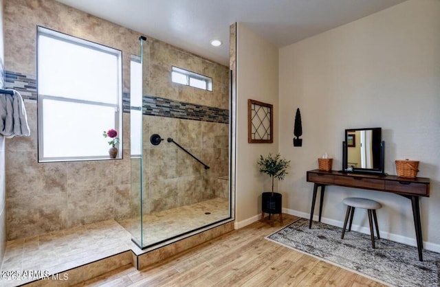 707 Lunar View Way, Chino Valley, AZ 86323 - full bathroom featuring a walk in shower, wood finished floors, and baseboards