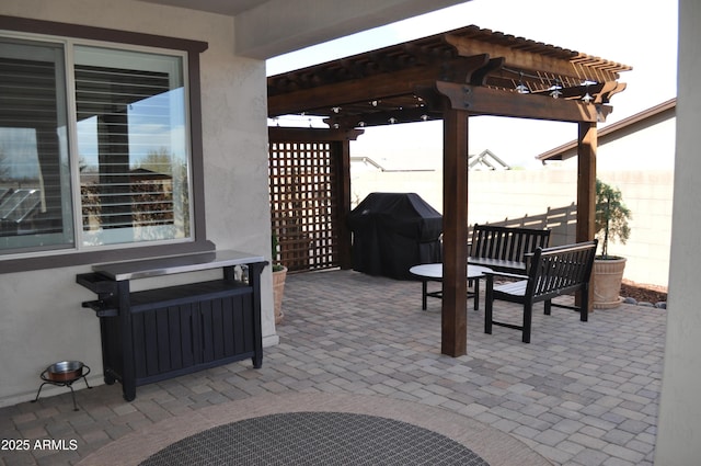 707 Lunar View Way, Chino Valley, AZ 86323 - view of patio featuring area for grilling, a pergola, and radiator