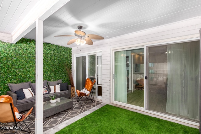 view of patio featuring outdoor lounge area and ceiling fan