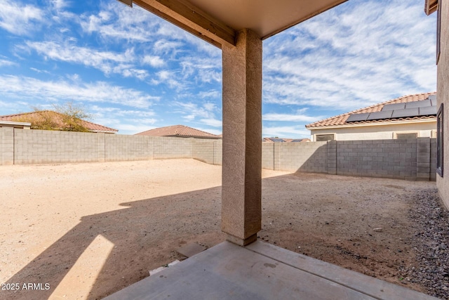 view of yard featuring a patio and a fenced backyard