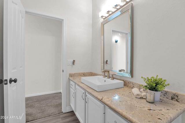 bathroom featuring vanity and wood-type flooring