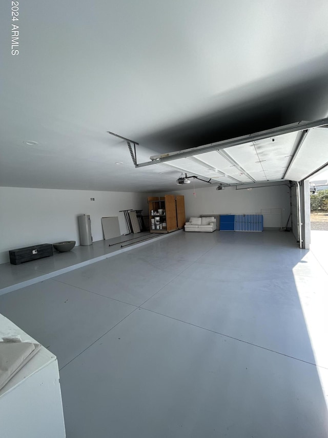 garage with a garage door opener