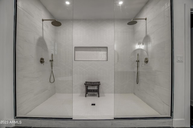 bathroom with a stall shower