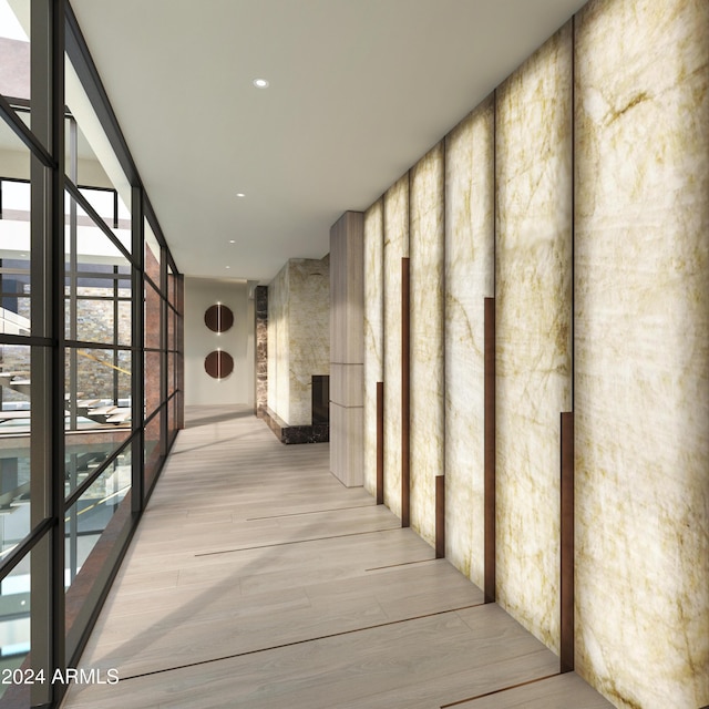 10772 E Canyon Cross Way, Scottsdale, AZ 85255 - hallway featuring floor to ceiling windows and wood finished floors
