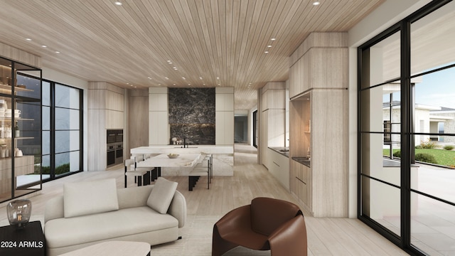 10772 E Canyon Cross Way, Scottsdale, AZ 85255 - building lobby featuring wood ceiling, recessed lighting, and a sink