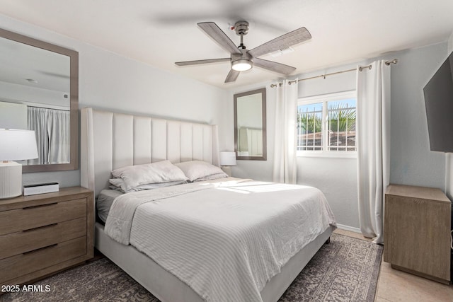 bedroom featuring ceiling fan