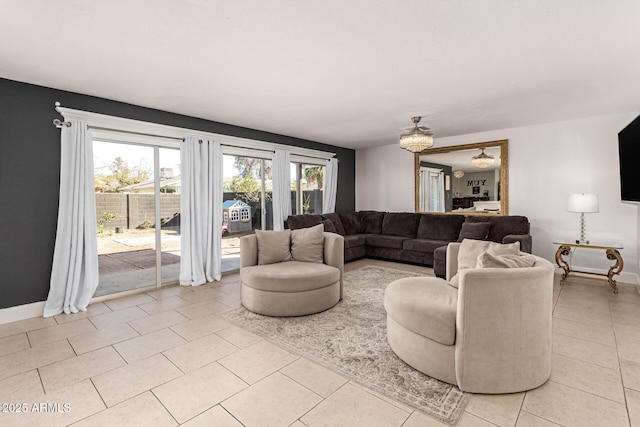 view of tiled living room