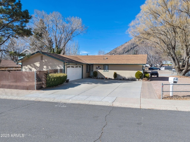 single story home with a garage