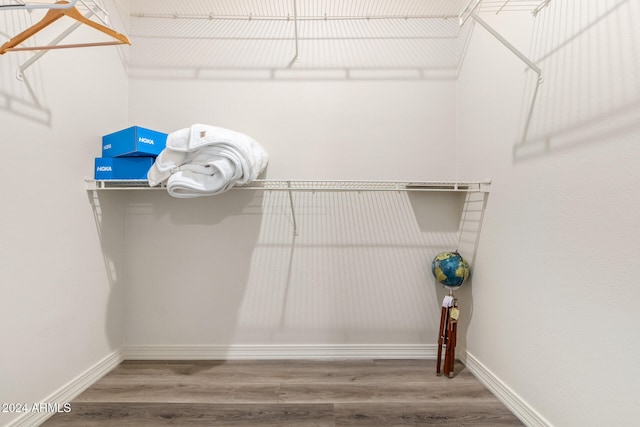 walk in closet featuring wood-type flooring