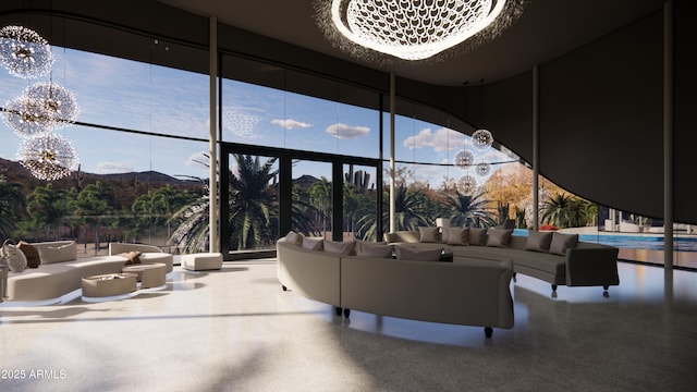 building lobby featuring a mountain view