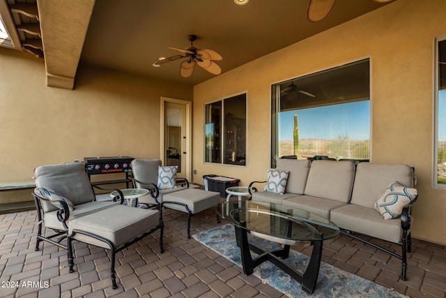 view of patio / terrace with an outdoor hangout area and ceiling fan