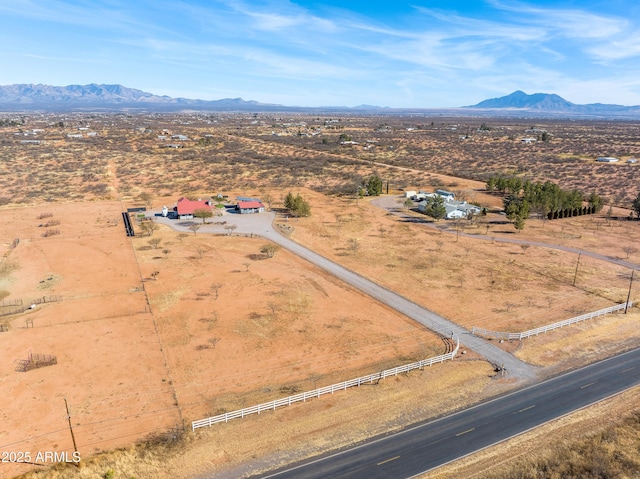 bird's eye view with a mountain view and a rural view