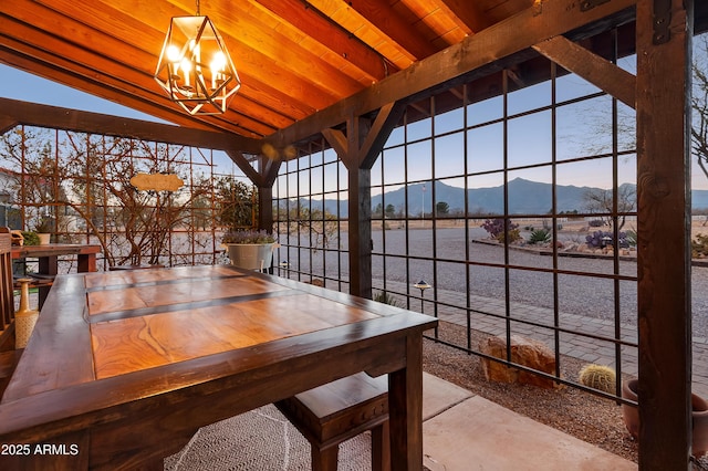 view of patio featuring a mountain view