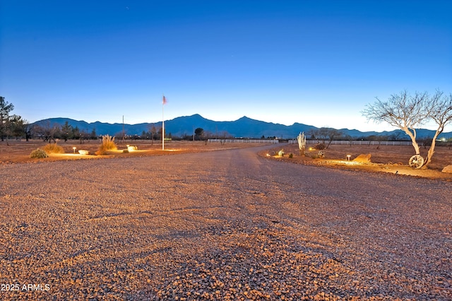 view of street featuring a mountain view and a rural view