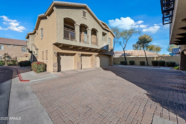 exterior space featuring a garage