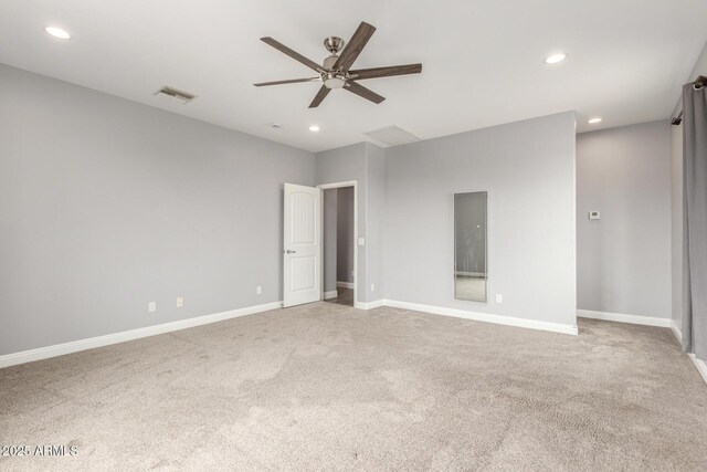 unfurnished bedroom featuring ceiling fan and carpet flooring