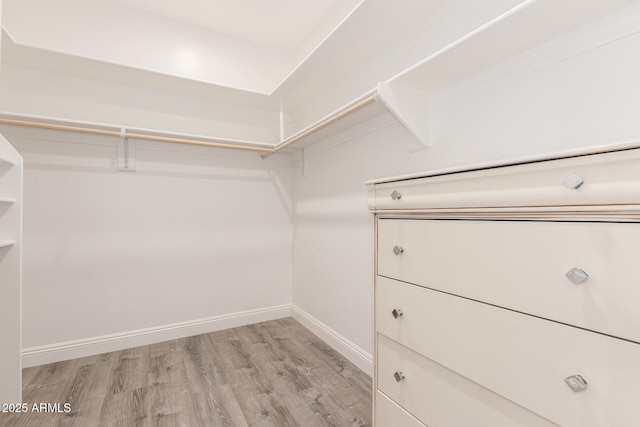 walk in closet featuring light hardwood / wood-style floors