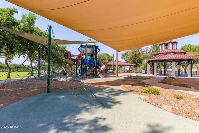 communal playground featuring a gazebo