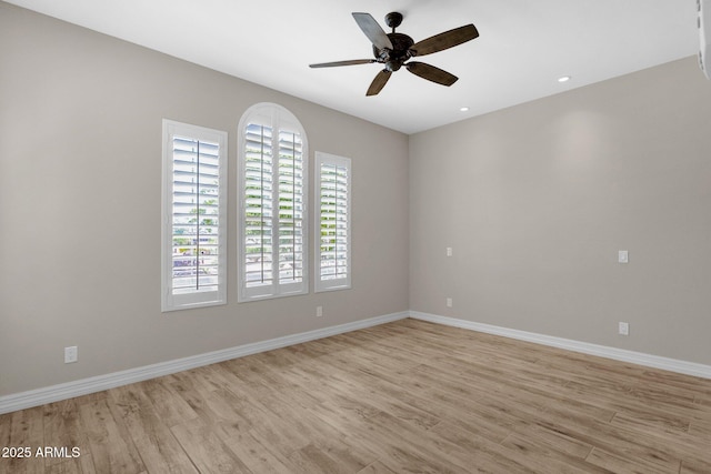 10350 E Texas Ave, Mesa, AZ 85212 - empty room with light wood finished floors, ceiling fan, baseboards, and recessed lighting